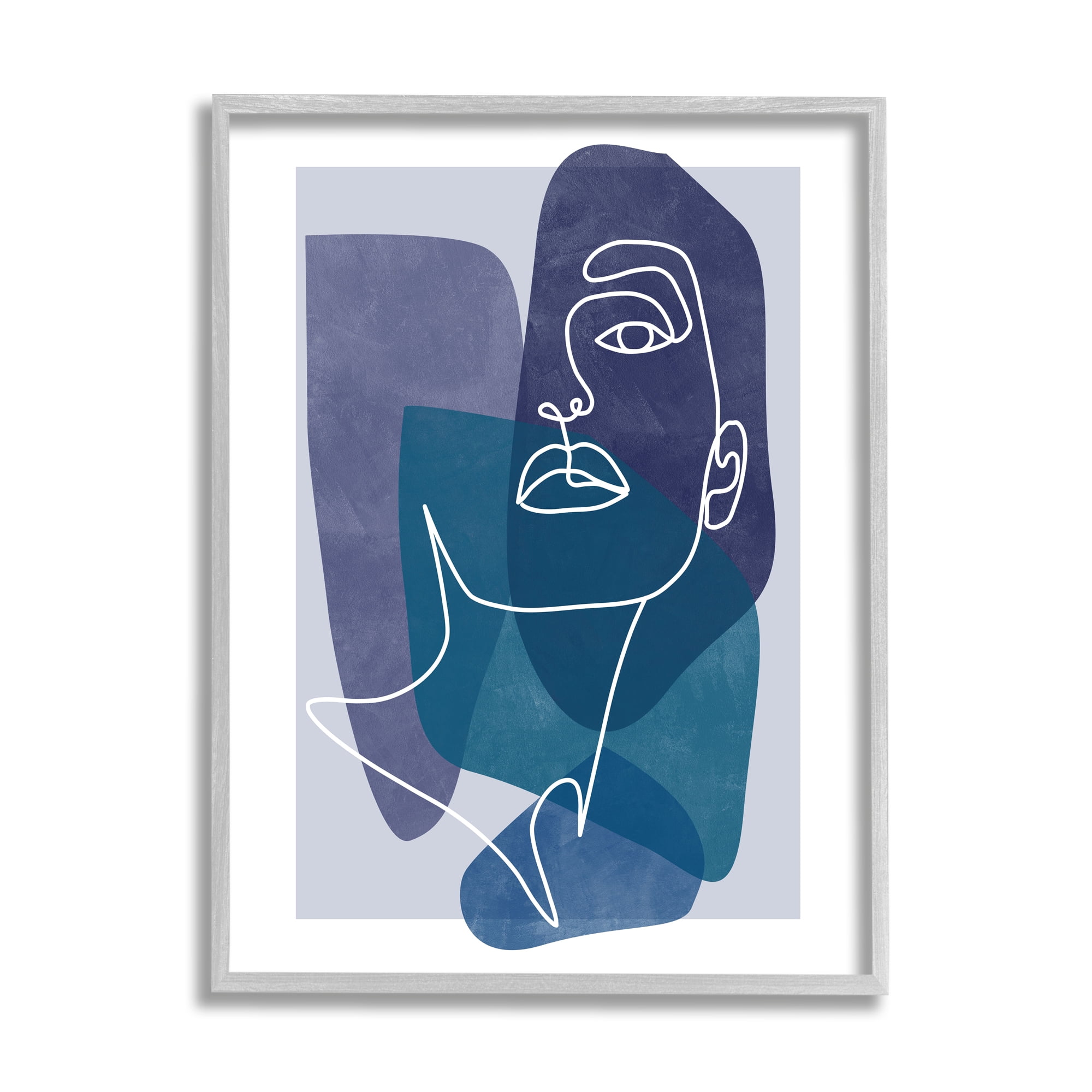 Stupell Industries Modern Line Doodle Face Bold Abstract Shapes Framed Wall Art, 11 x 14, Design by Birch&Ink