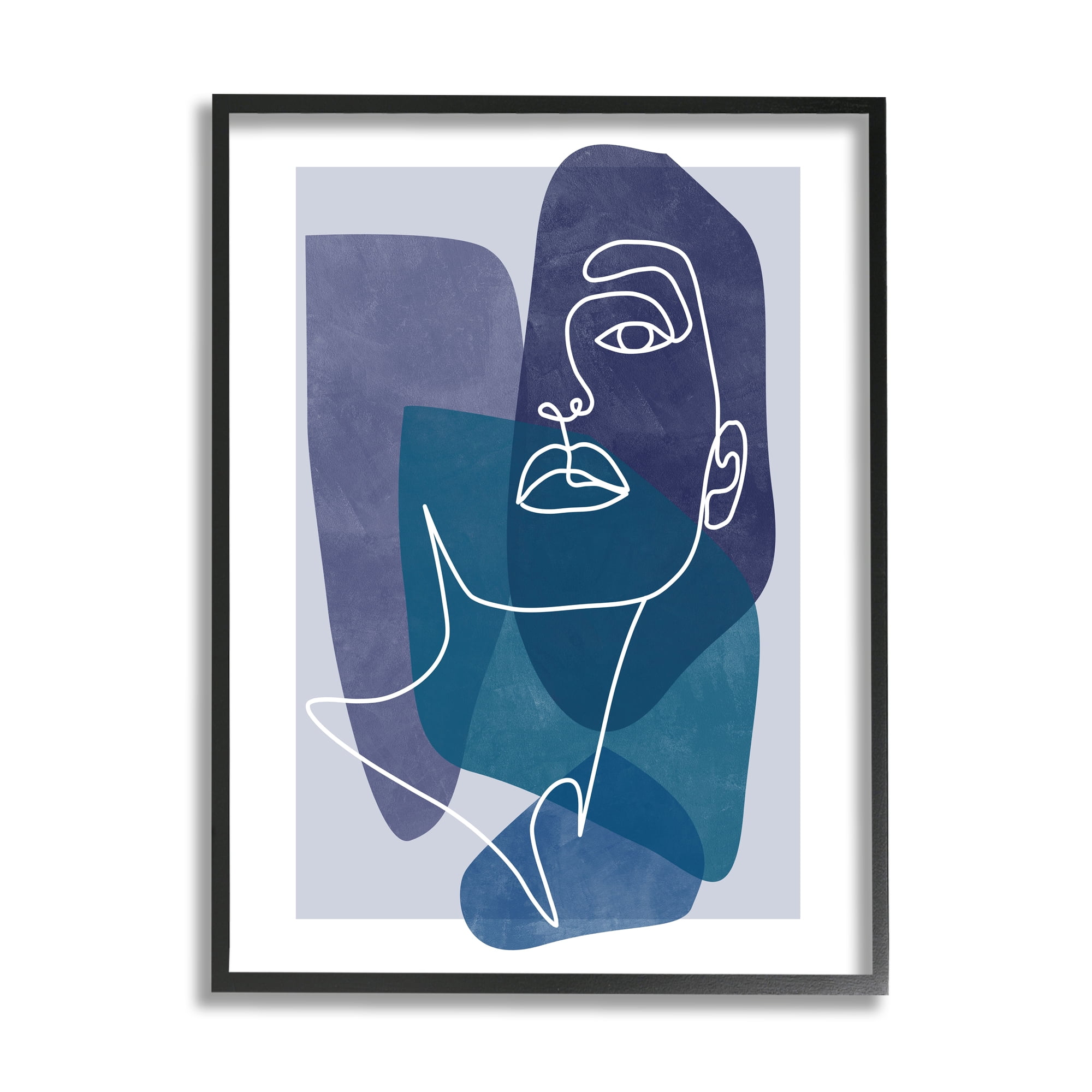 Modern Line Doodle Face Bold Abstract Shapes Abstract Painting Framed Art Print Wall Art