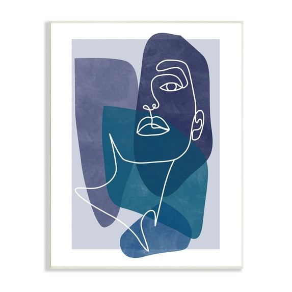 Stupell Industries Modern Line Doodle Face Bold Abstract Shapes Wood Wall Art, 13 x 19, Design by Birch&Ink