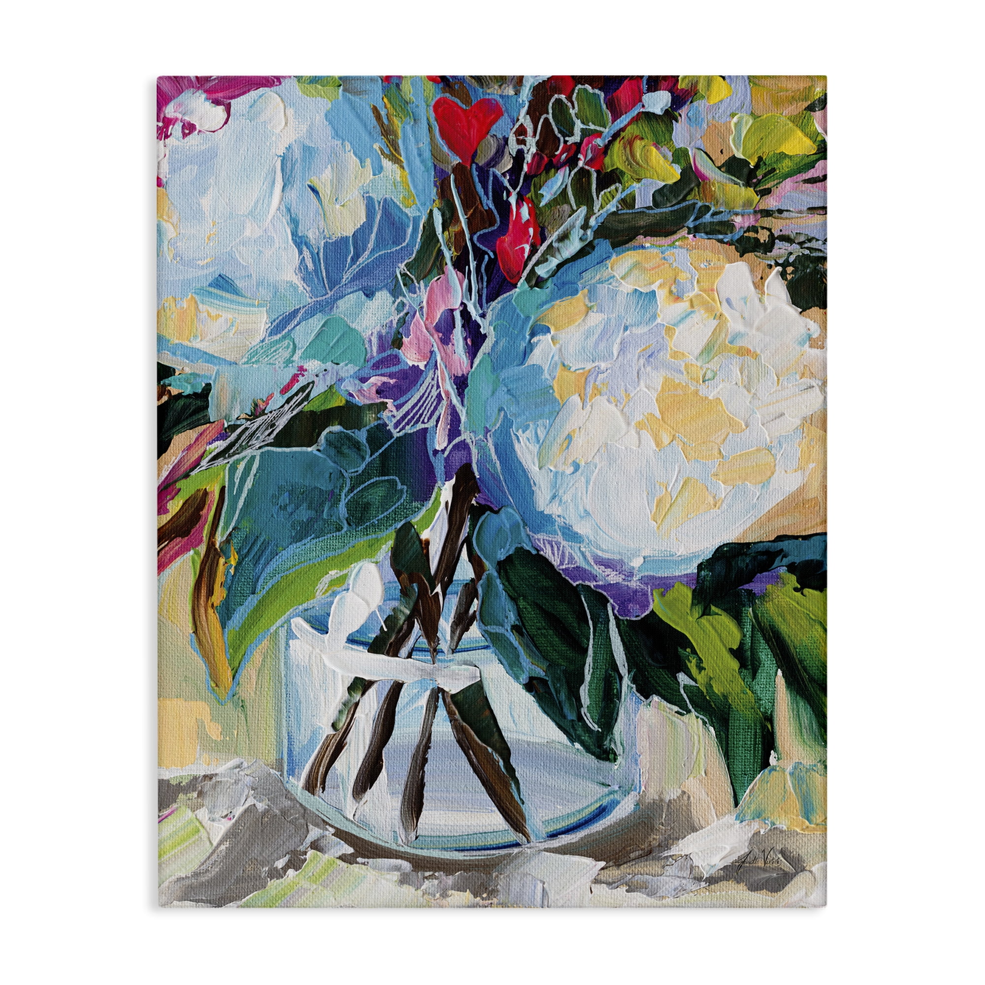 Stupell Industries Modern Lined Bouquet Plants & Flowers Painting Wrapped Canvas Art Print Wall Art, 24 x 30
