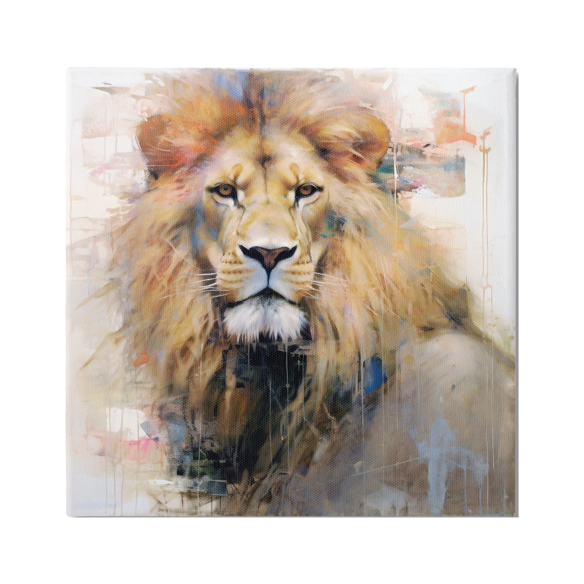 Stupell Industries Modern Lion Portrait Animals & Insects Painting Gallery Wrapped Canvas Art Print Wall Art, 30 x 30