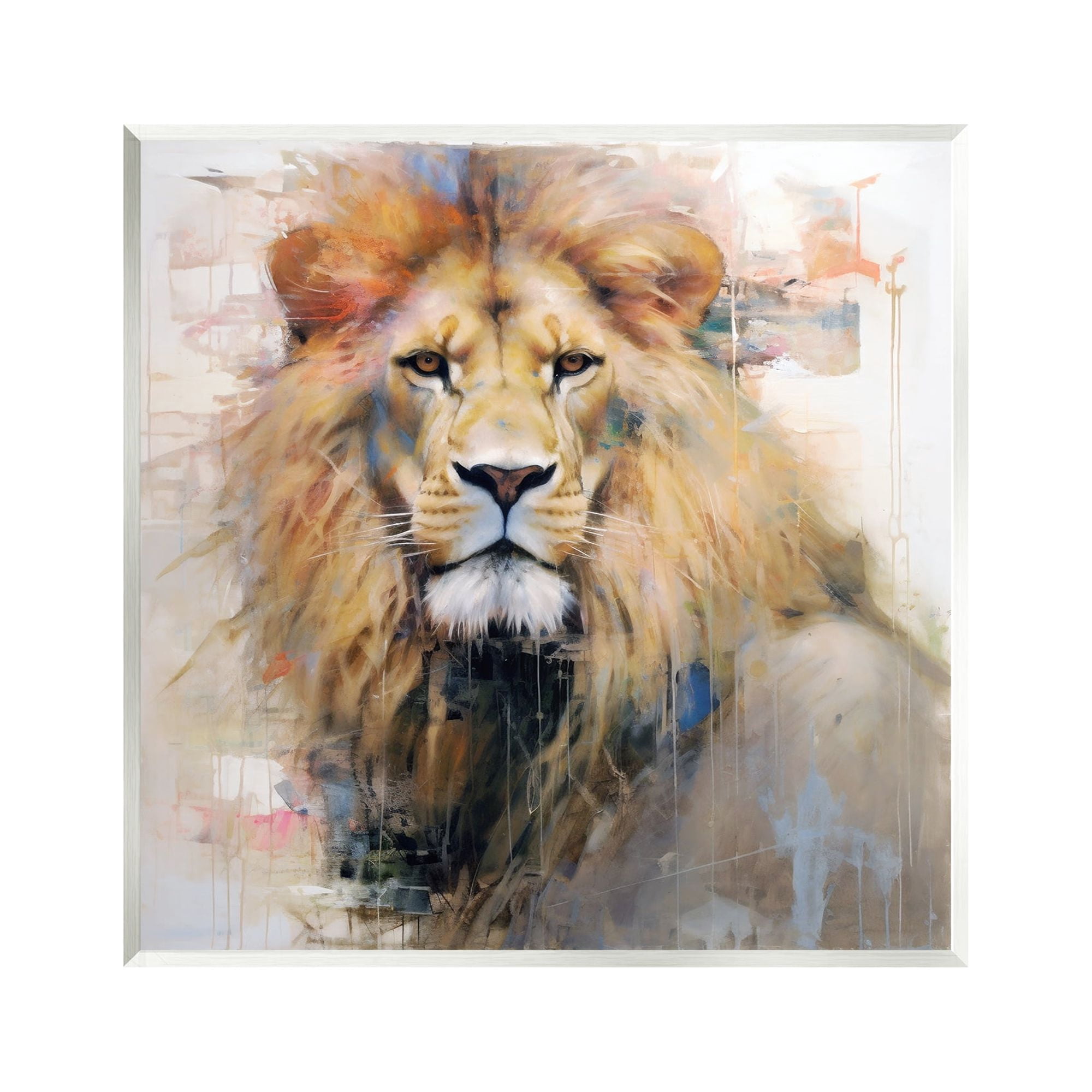 Stupell Industries Modern Lion Portrait Animals & Insects Painting Unframed Art Print Wall Art, 12 x 12