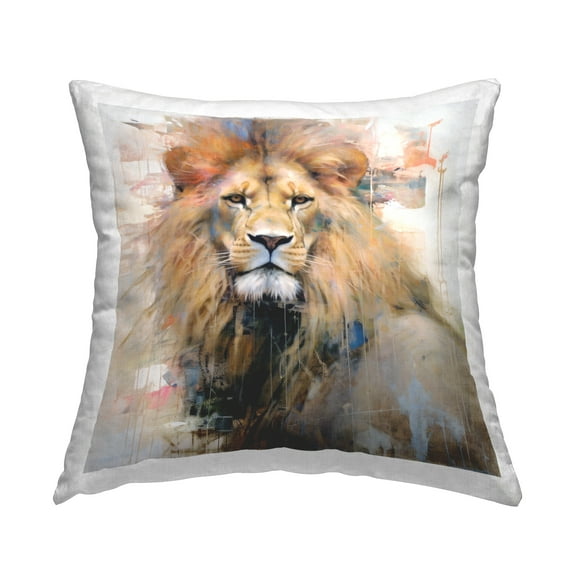 Stupell Industries Modern Lion Portrait Decorative Printed Throw Pillow, 18 x 18