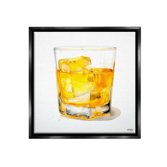 Stupell Industries Modern Liquor Glass Food & Beverage Painting Black Floater Framed Canvas Art Print Wall Art, 18 x 18