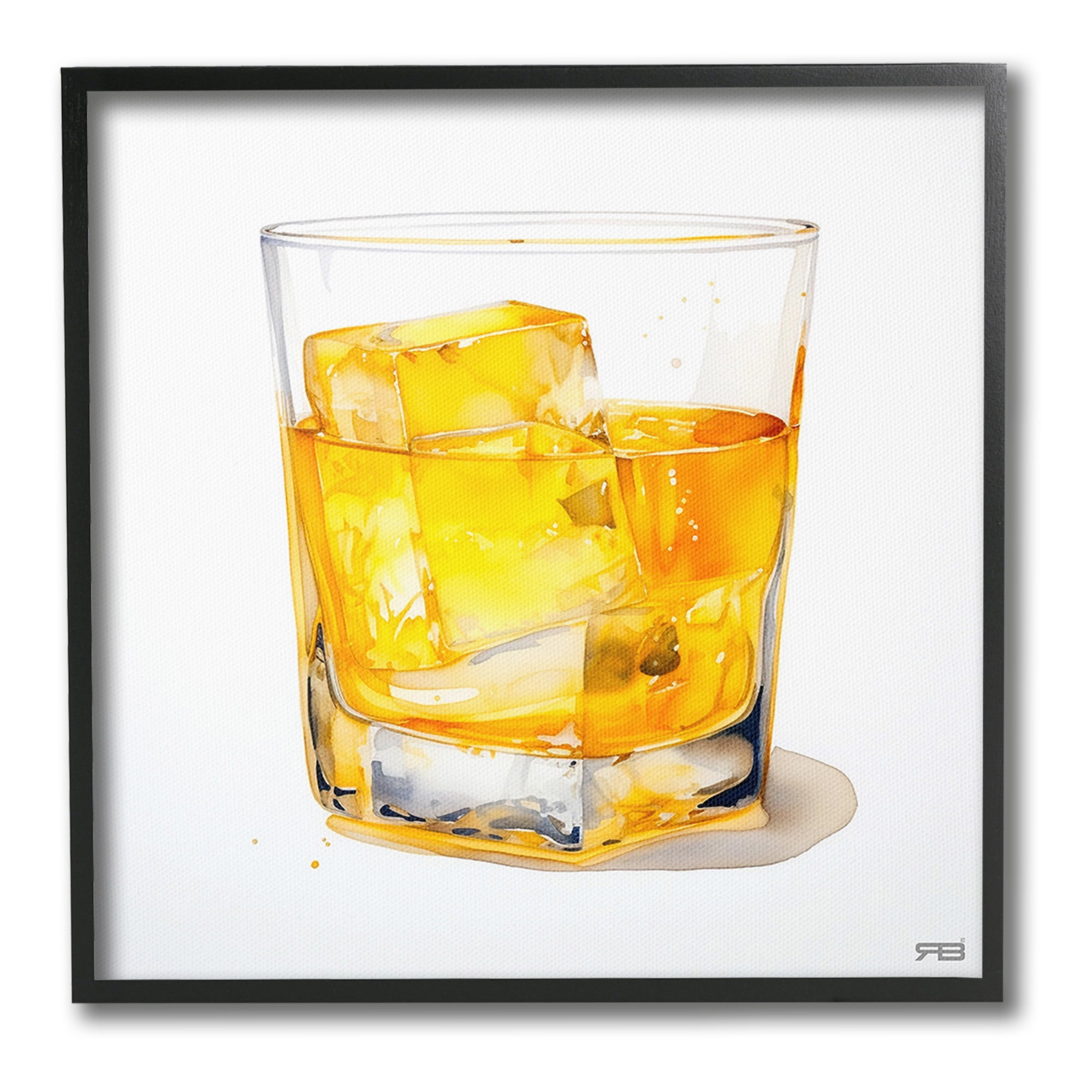 Stupell Industries Modern Liquor Glass Food & Beverage Painting Black Framed Art Print Wall Art, 24 x 24