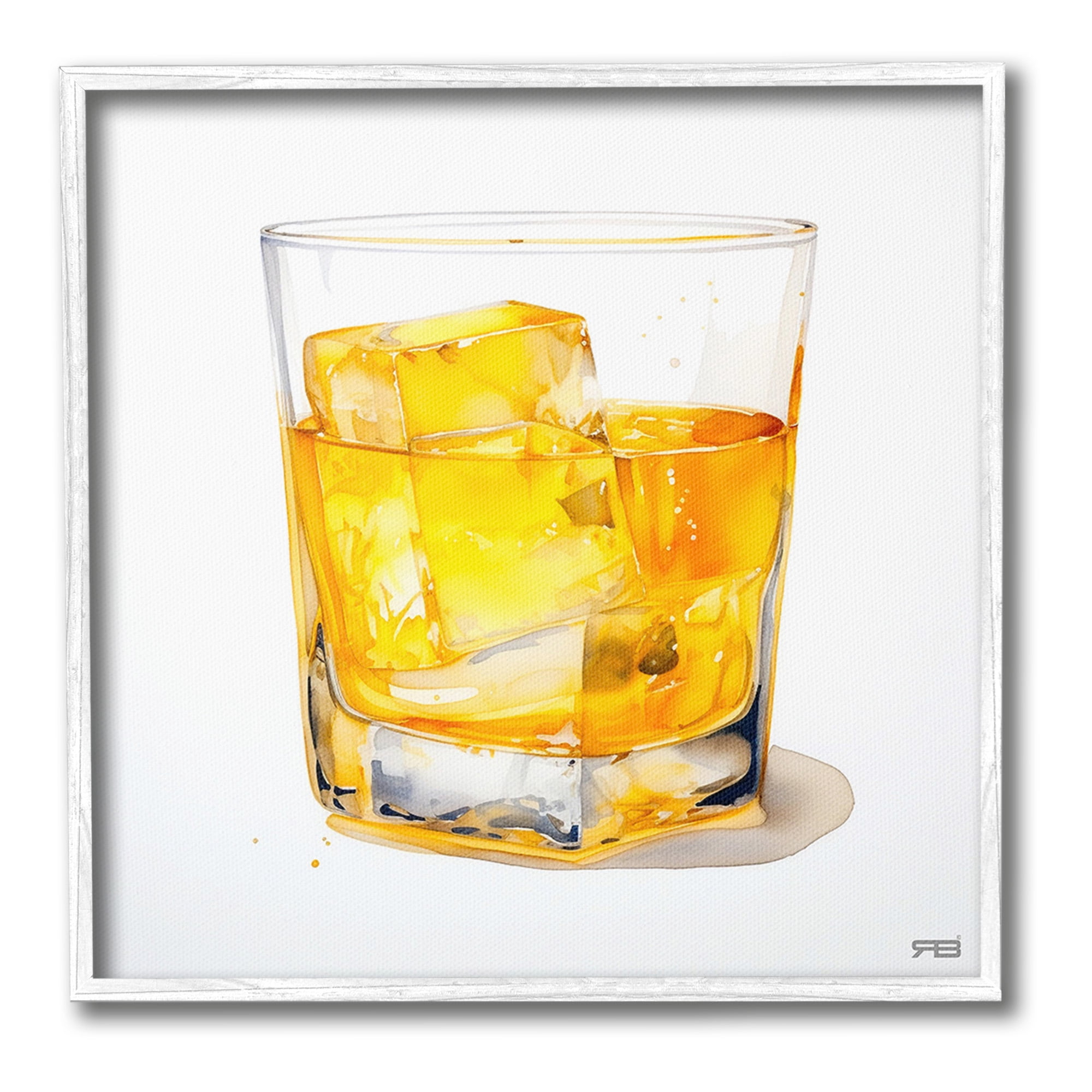 Stupell Industries Modern Liquor Glass Food & Beverage Painting White Framed Art Print Wall Art, 17 x 17