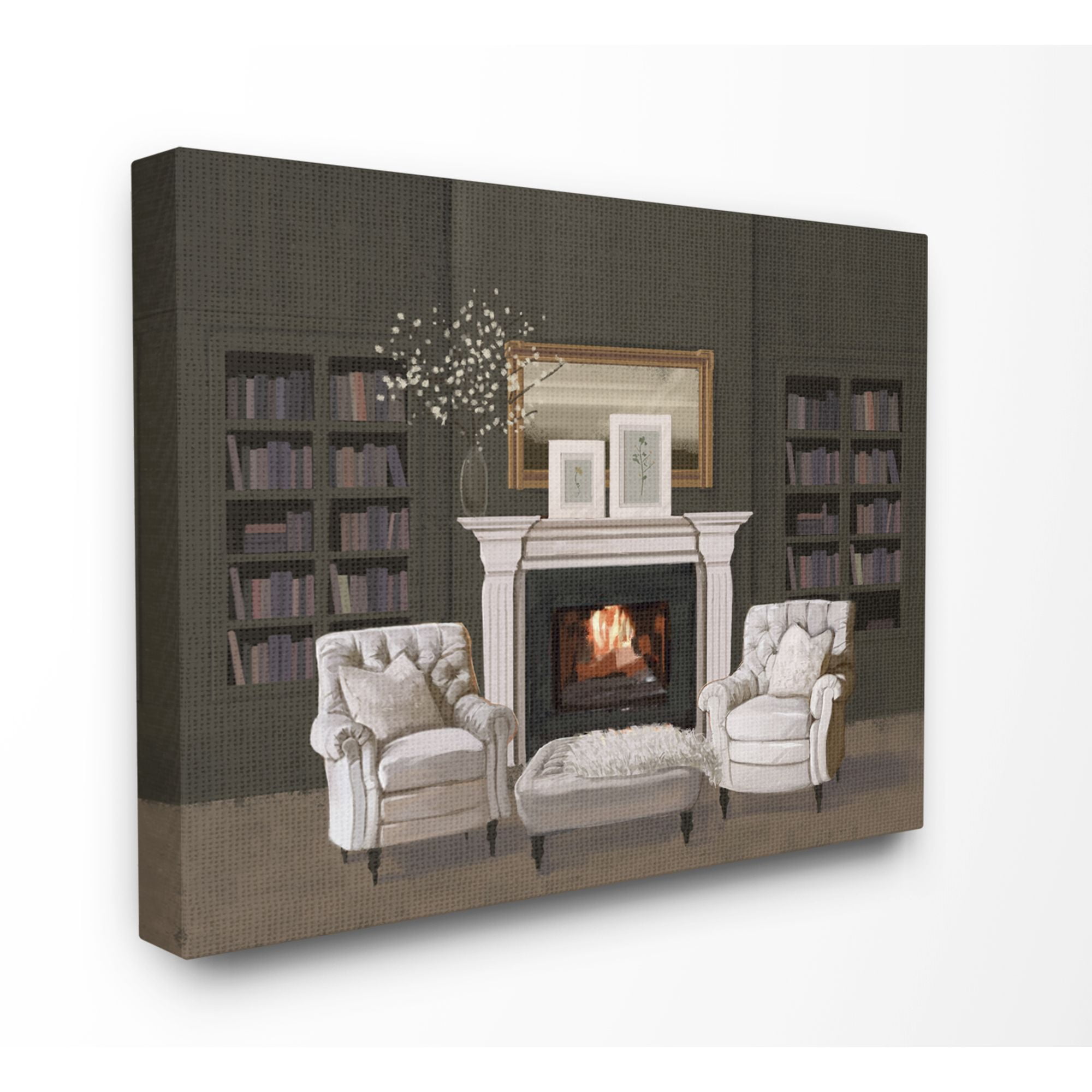 Stupell Industries Modern Living Room Interior Design White Green Painting Canvas Wall Art by Ziwei Li