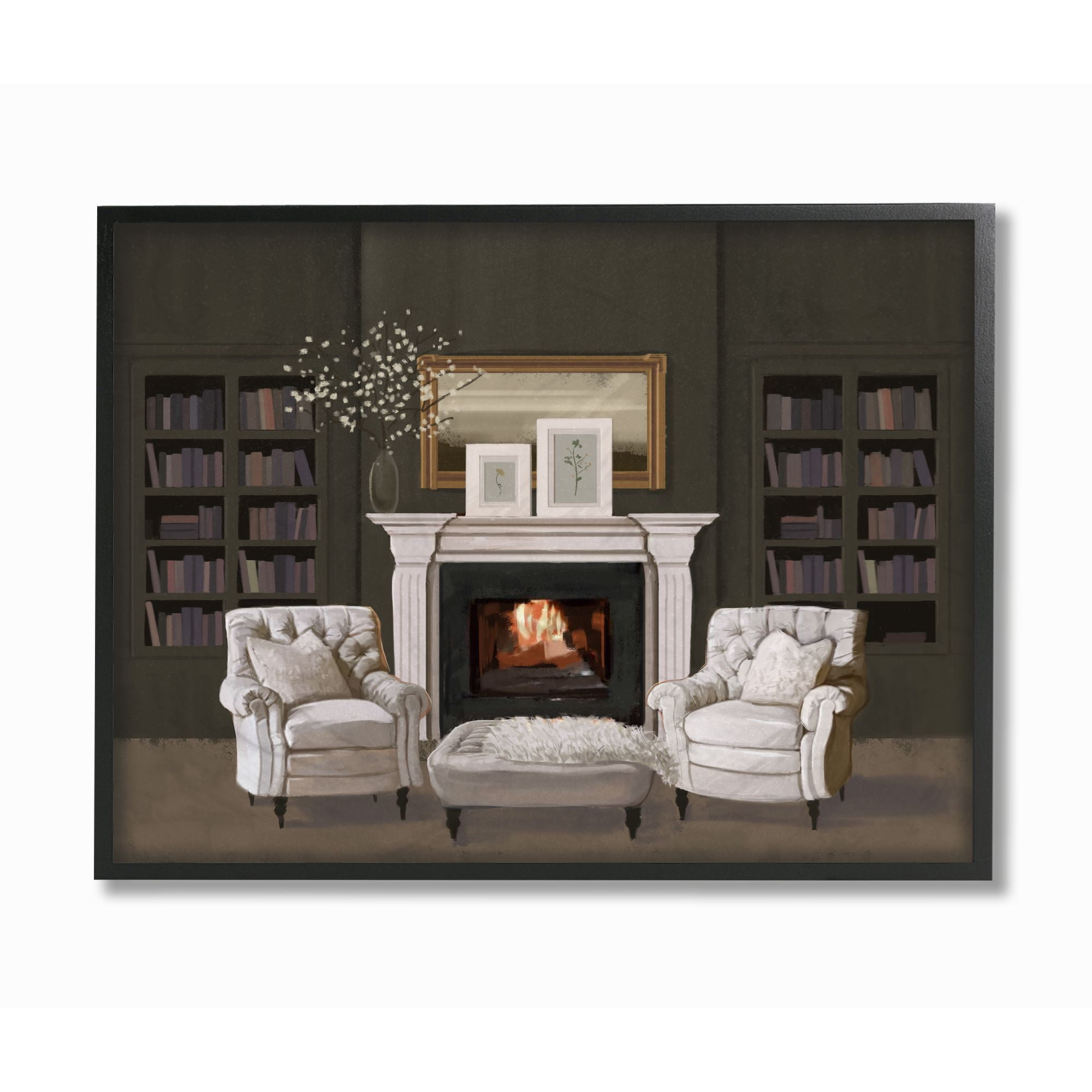 Stupell Industries Modern Living Room Interior Design White Green Painting Framed Wall Art by Ziwei Li