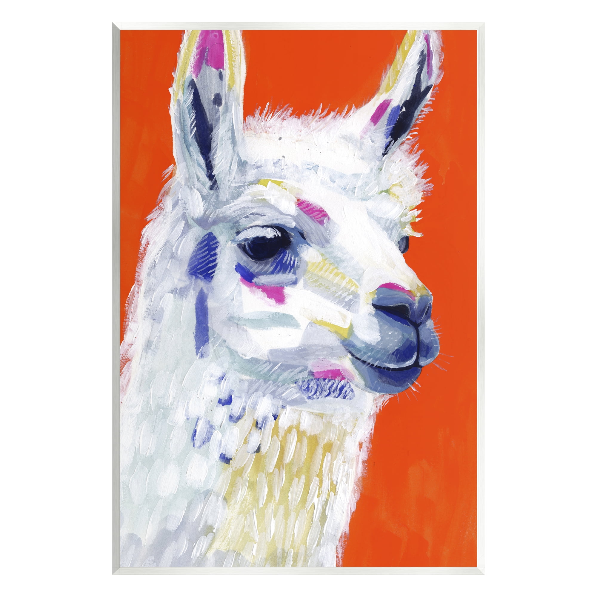 Stupell Industries Modern Llama Red Background Animals & Insects Painting Unframed Art Print Wall Art