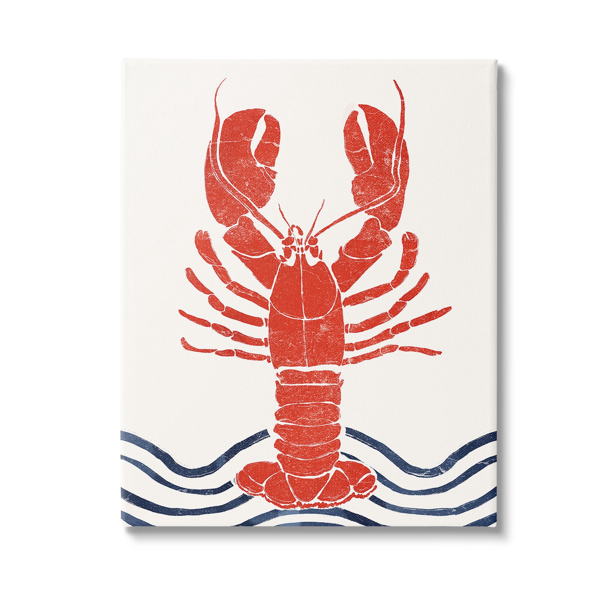 Stupell Industries Modern Lobster with Waves Animals & Insects Painting Gallery Wrapped Canvas Art Print Wall Art, 36 x 48