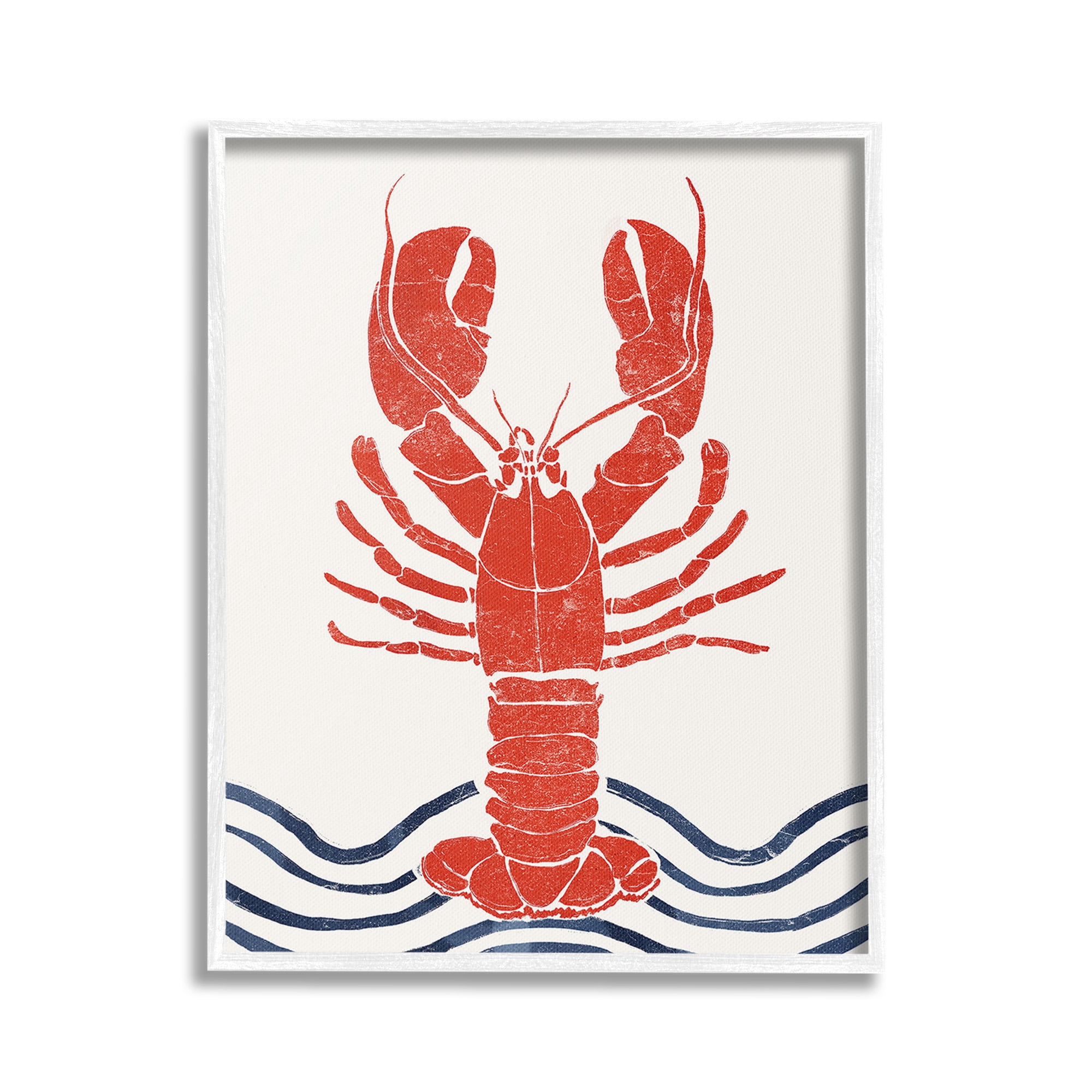 Stupell Industries Modern Lobster with Waves Animals & Insects Painting White Framed Art Print Wall Art, 24 x 30