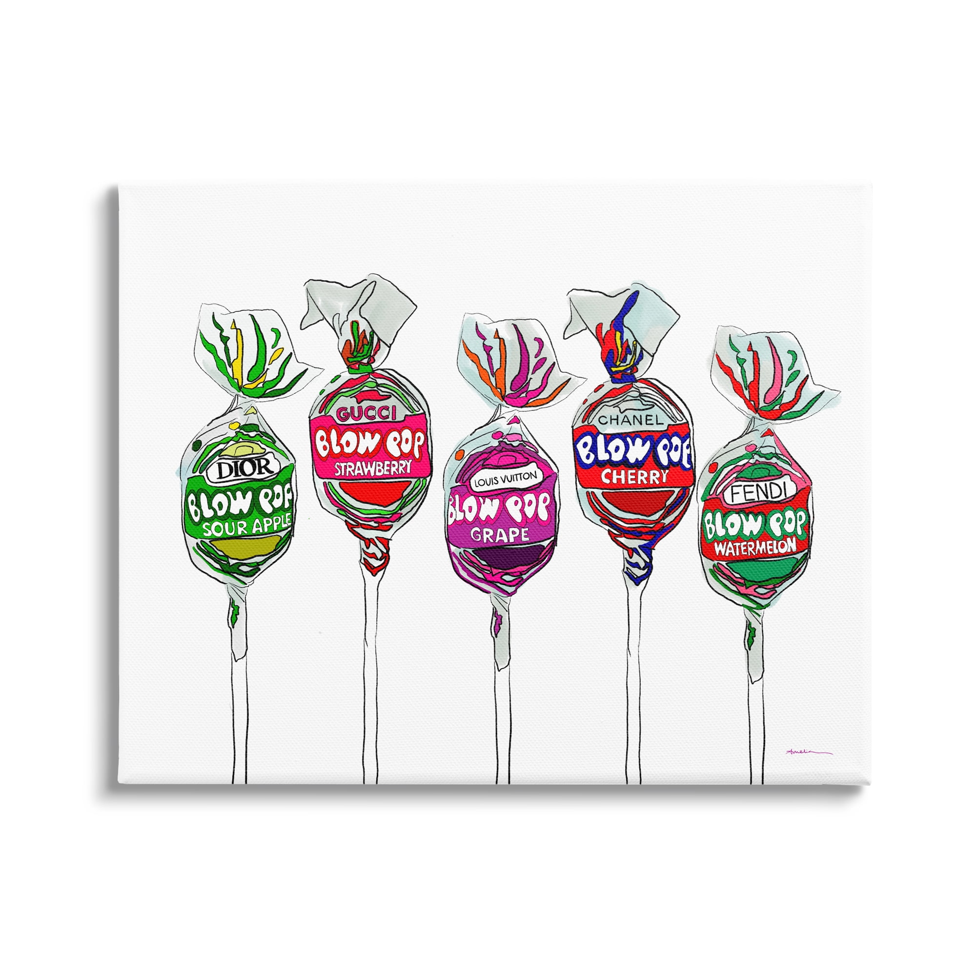 Stupell Industries Modern Lollipop Candy Food & Beverage Painting Gallery Wrapped Canvas Print Wall Art, 20 x 16