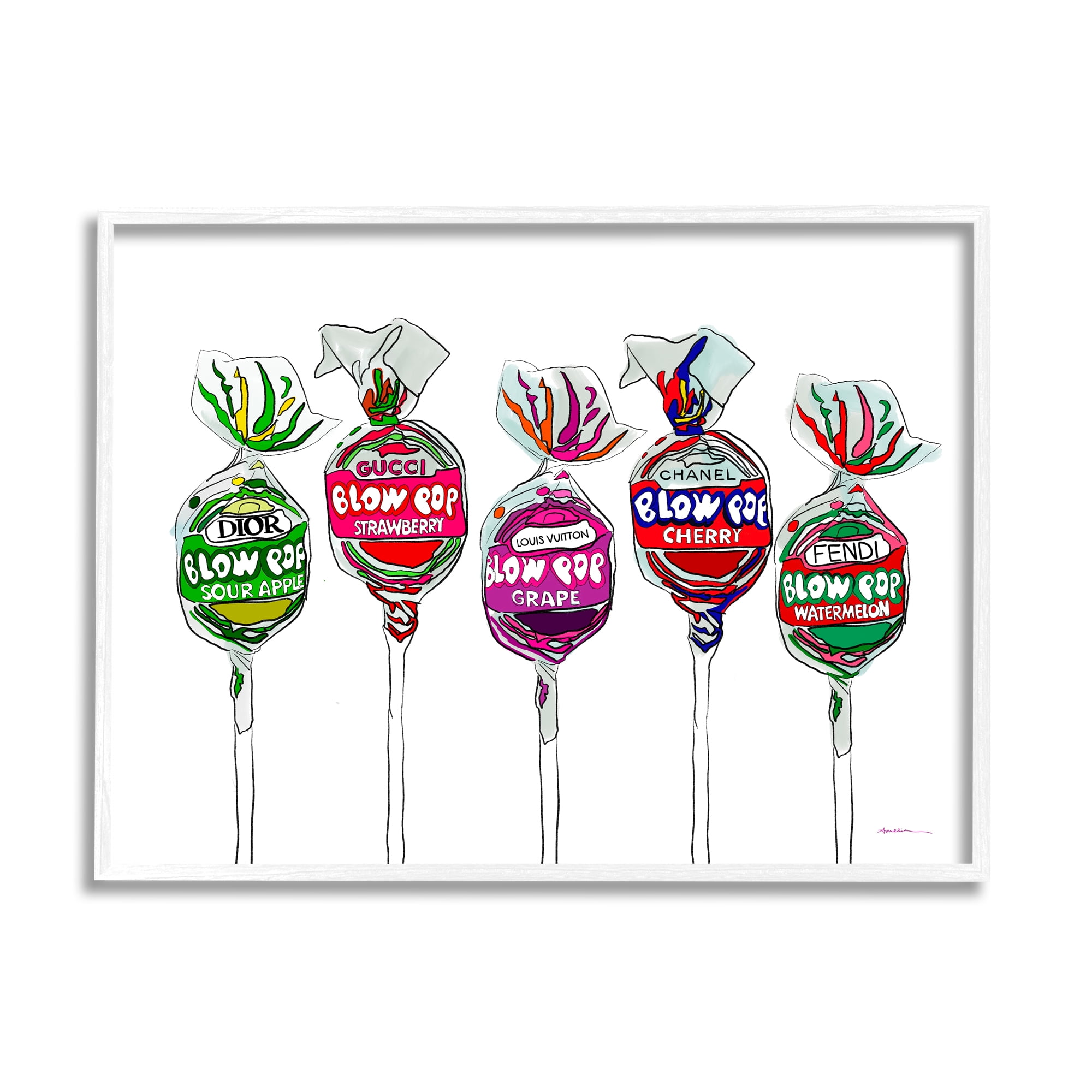 Stupell Industries Modern Lollipop Candy Food & Beverage Painting White Framed Art Print Wall Art, 20 x 16