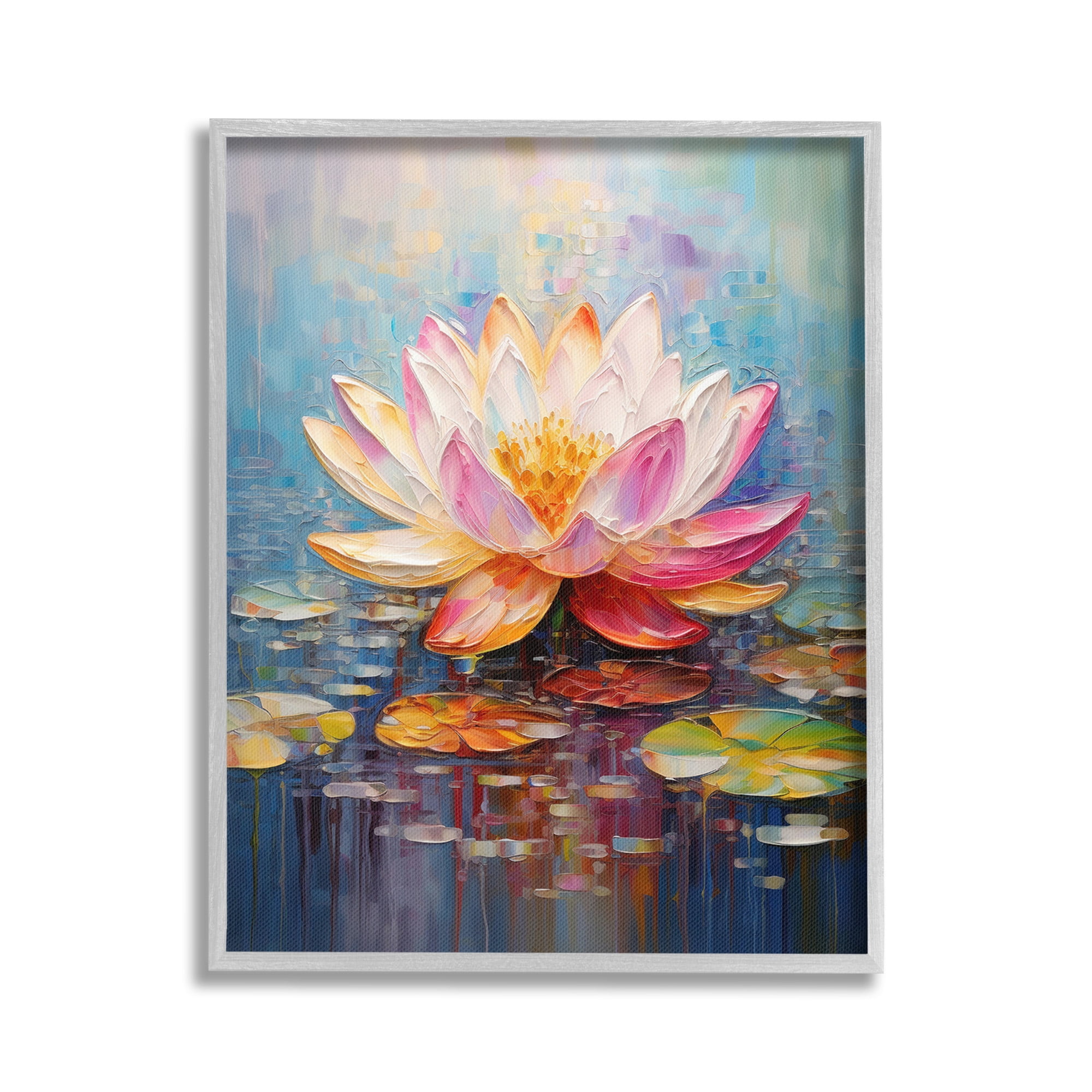 Stupell Industries Modern Lotus Bloom Botanical & Floral Painting Gray Framed Art Print Wall Art, 24 x 30