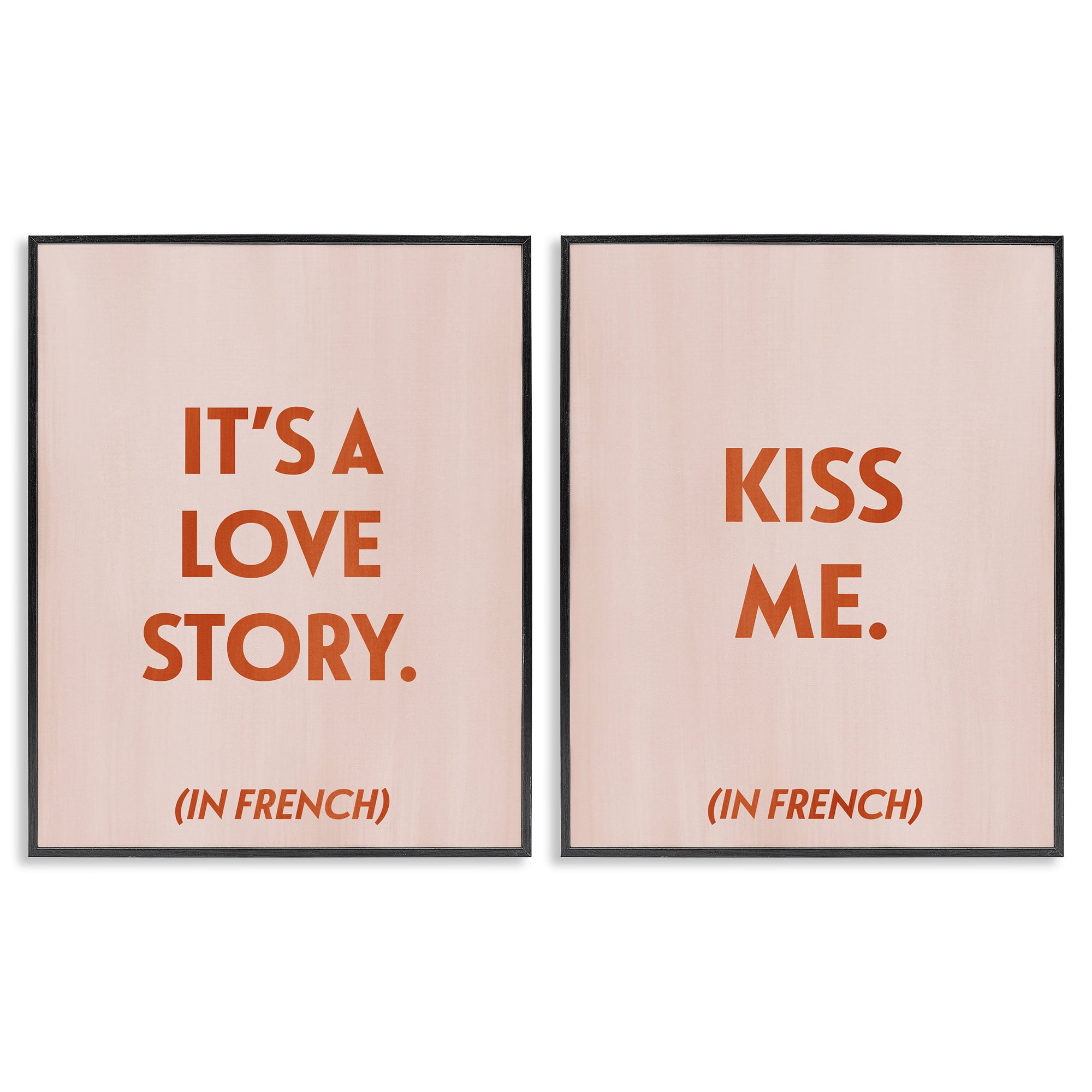 Stupell Industries Modern Love Story Kiss Text & Numbers Painting Black Framed Art Print Wall Art, 11 x 14, Set of 2