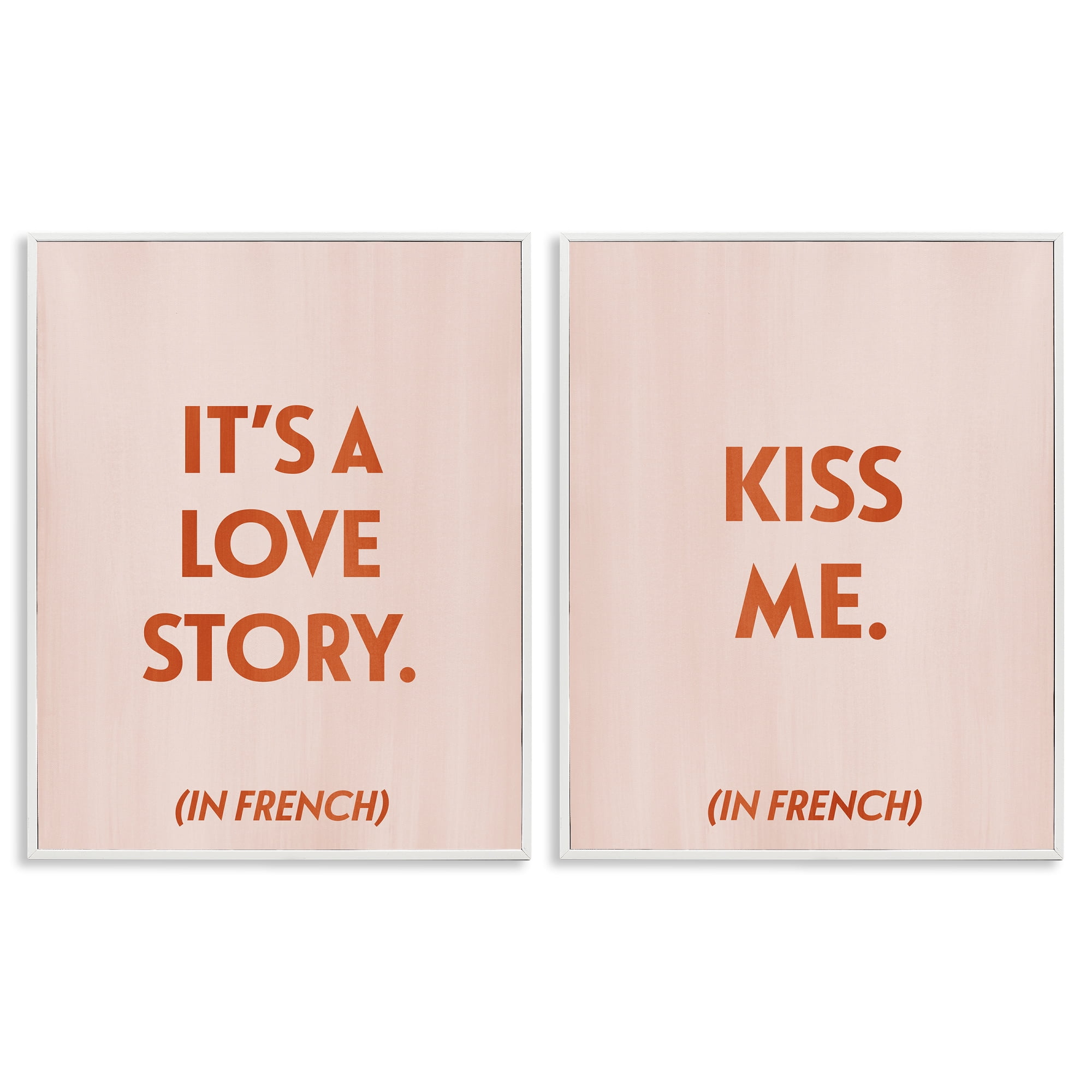 Stupell Industries Modern Love Story Kiss Text & Numbers Painting White Framed Art Print Wall Art, 16 x 20, Set of 2