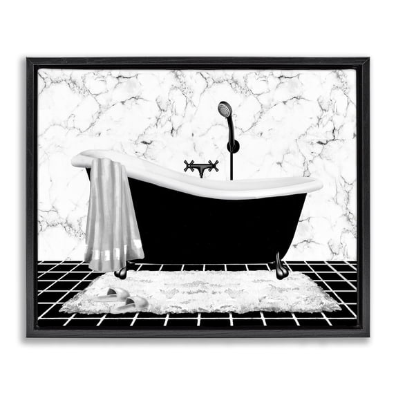 Stupell Industries Modern Marble Pattern Tub Black Floating Frame Canvas Art, 21 x 17, by Conrad Knutsen