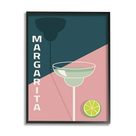 Stupell Industries Modern Margarita Blocked Citrus Contemporary Cocktail Graphic Art Black Framed Art Print Wall Art, Design by Birch&Ink