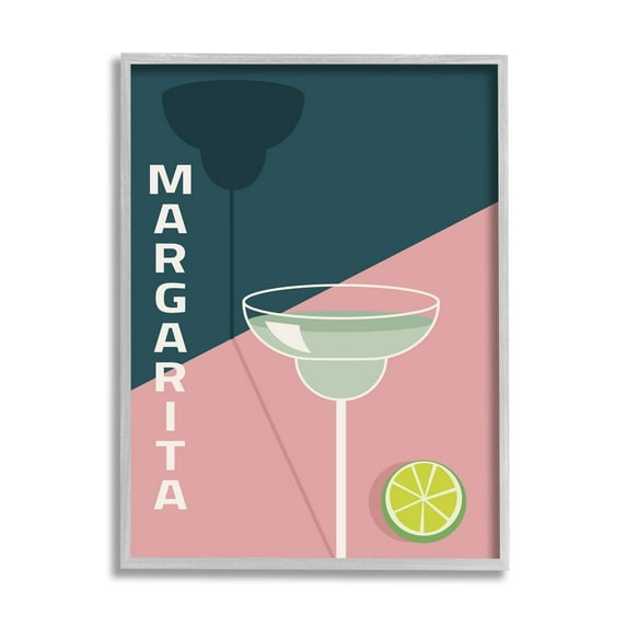 Stupell Industries Modern Margarita Blocked Citrus Contemporary Cocktail Graphic Art Gray Framed Art Print Wall Art, Design by Birch&Ink