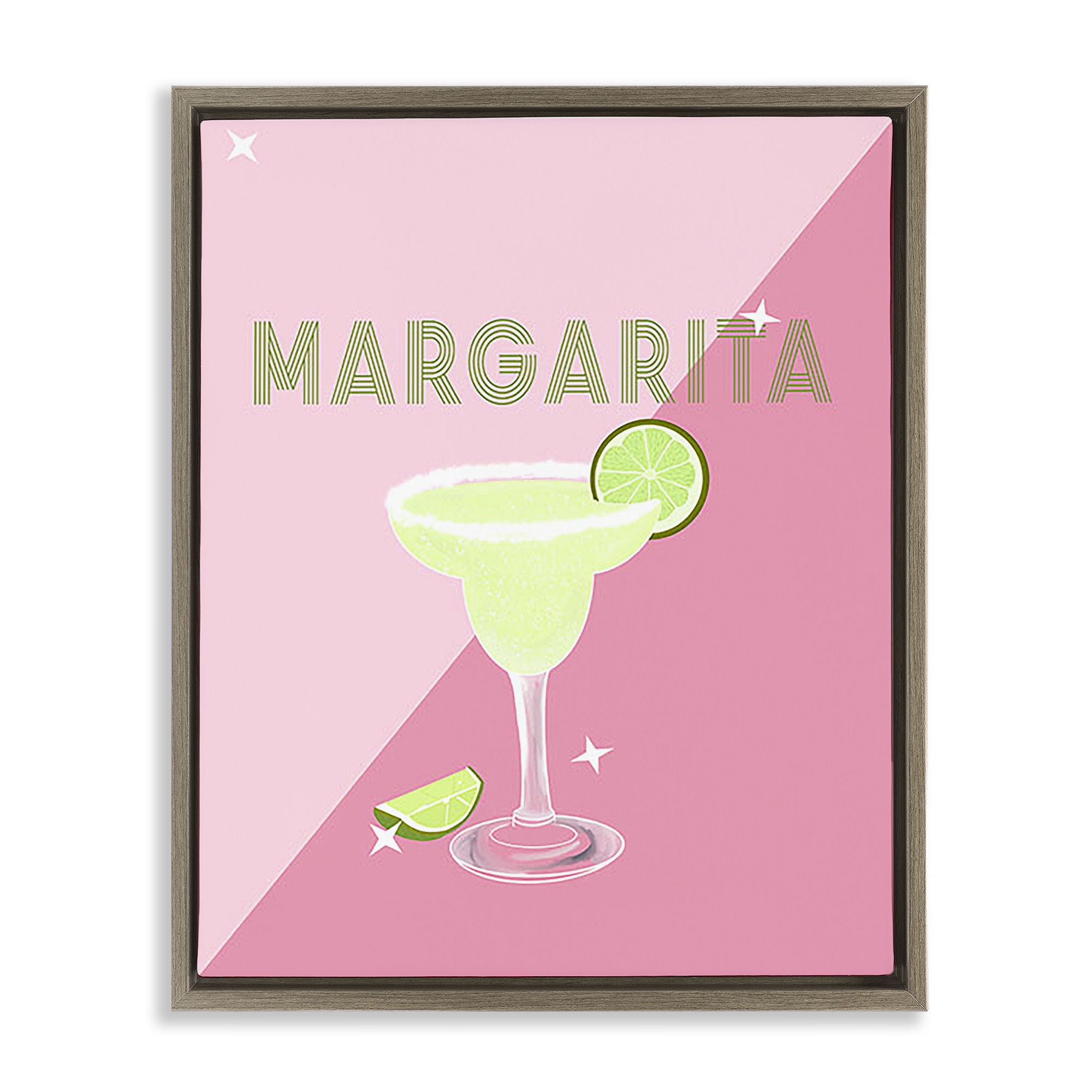 Stupell Industries Modern Margarita on Pink Food & Beverage Painting Brown Floater Framed Canvas Art Print Wall Art, 25 x 31