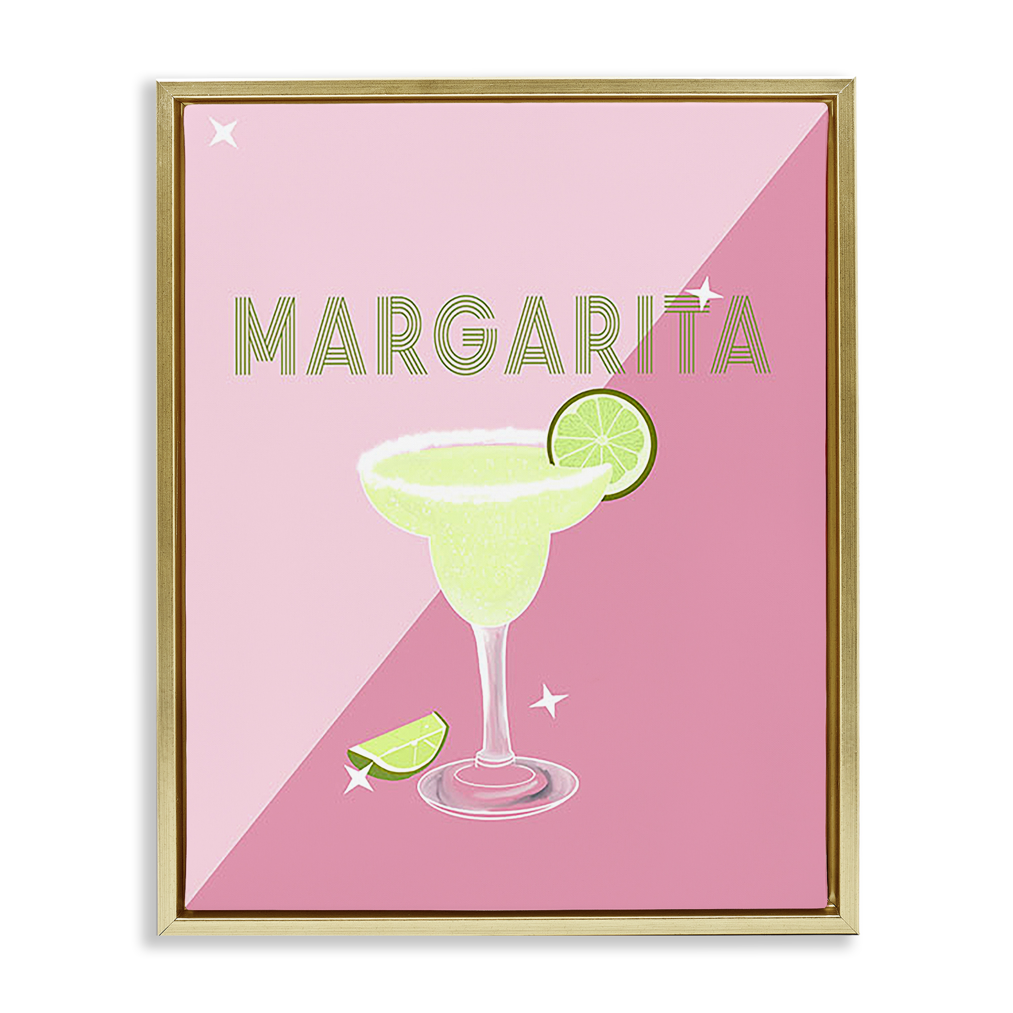 Stupell Industries Modern Margarita on Pink Food & Beverage Painting Gold Floater Framed Canvas Art Print Wall Art, 17 x 21