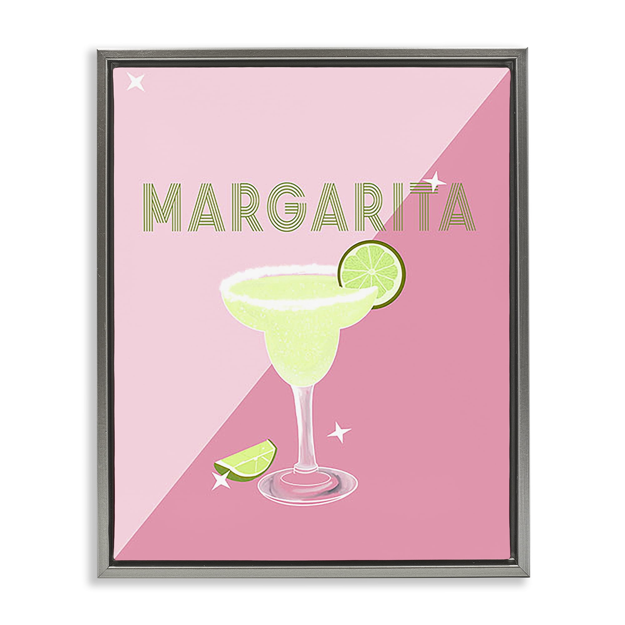 Stupell Industries Modern Margarita on Pink Food & Beverage Painting Gray Floater Framed Canvas Art Print Wall Art, 17 x 21