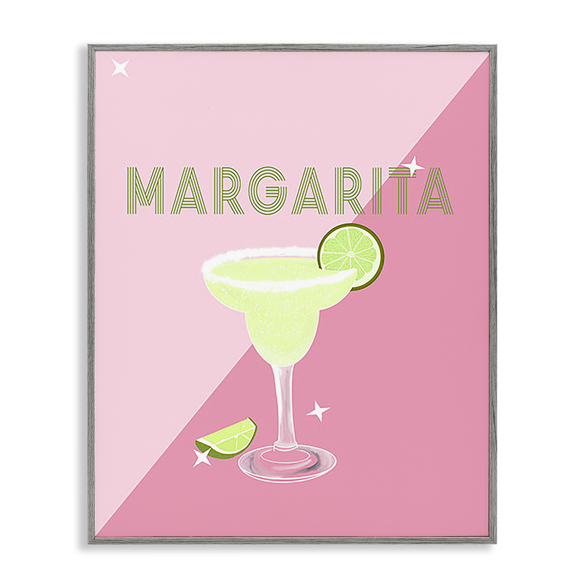 Stupell Industries Modern Margarita on Pink Food & Beverage Painting Gray Framed Art Print Wall Art, 16 x 20
