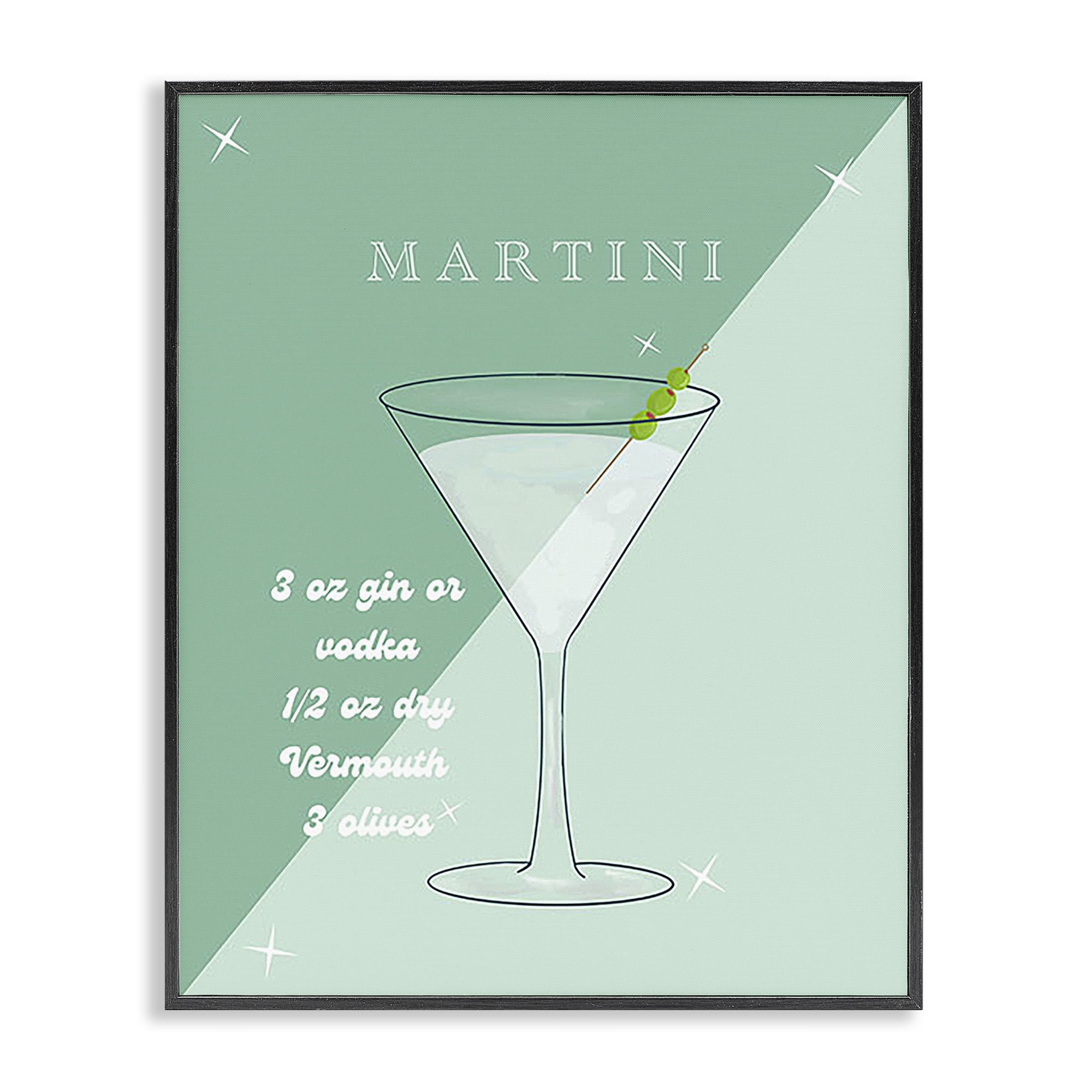 Stupell Industries Modern Martini Recipe Food & Beverage Painting Black Framed Art Print Wall Art, 24 x 30