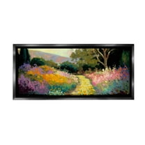 Stupell Industries Modern Meadow Path Landscape Painting Black Floater Framed Canvas Art Print Wall Art, 25 x 11