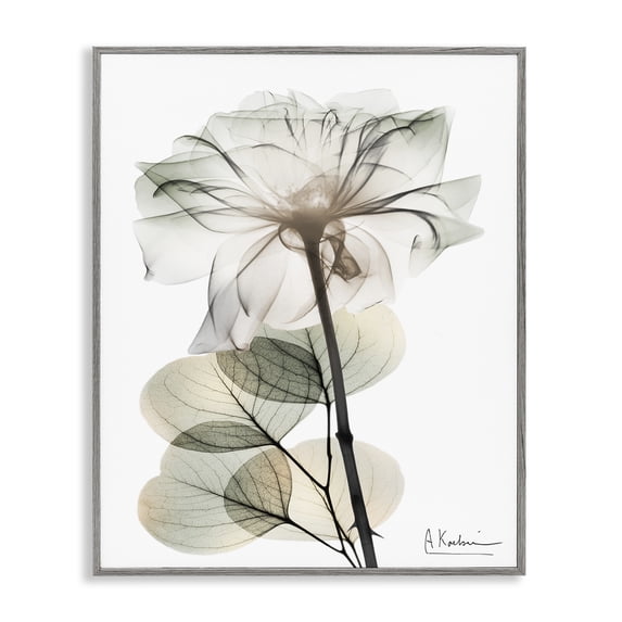 Stupell Industries Modern Minimalist Buds Floral Painting Gray Framed Art Print Wall Art, 11 x 14