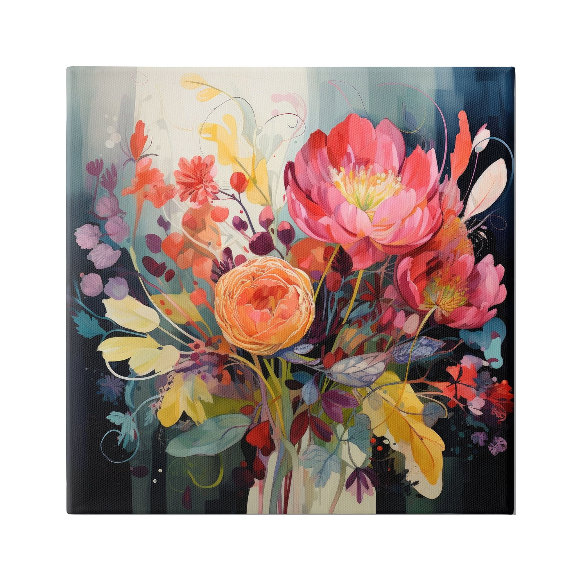 Stupell Industries Modern Mixed Blooms Botanical & Floral Painting Gallery Wrapped Canvas Art Print Wall Art, 36 x 36