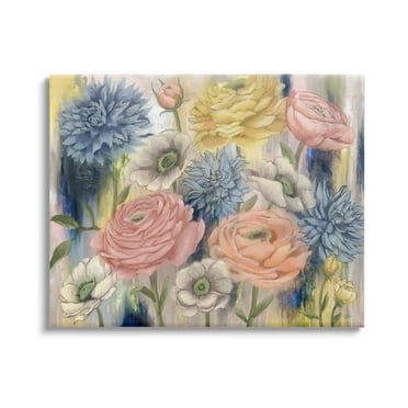 Stupell Industries Modern Mixed Flower Blooms Graphic Art Gallery Wrapped Canvas Print Wall Art, Design by Elizabeth Medley