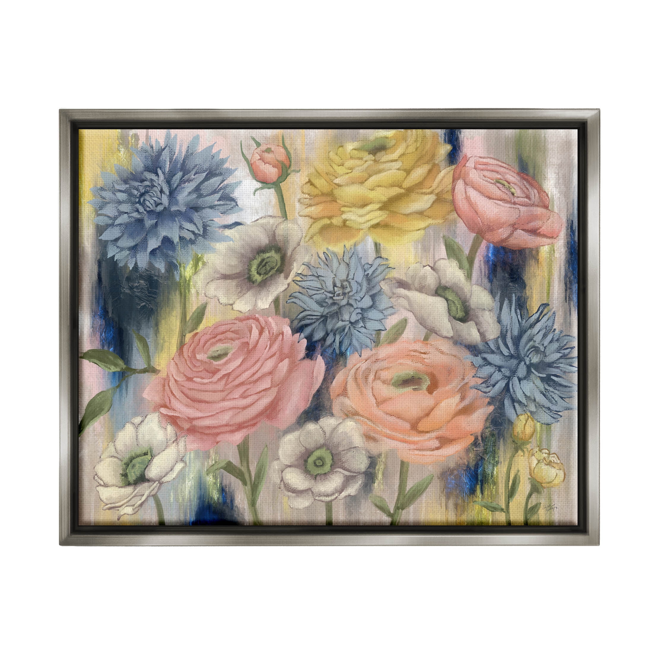Stupell Industries Modern Mixed Flower Blooms Graphic Art Luster Gray Floating Framed Canvas Print Wall Art, Design by Elizabeth Medley