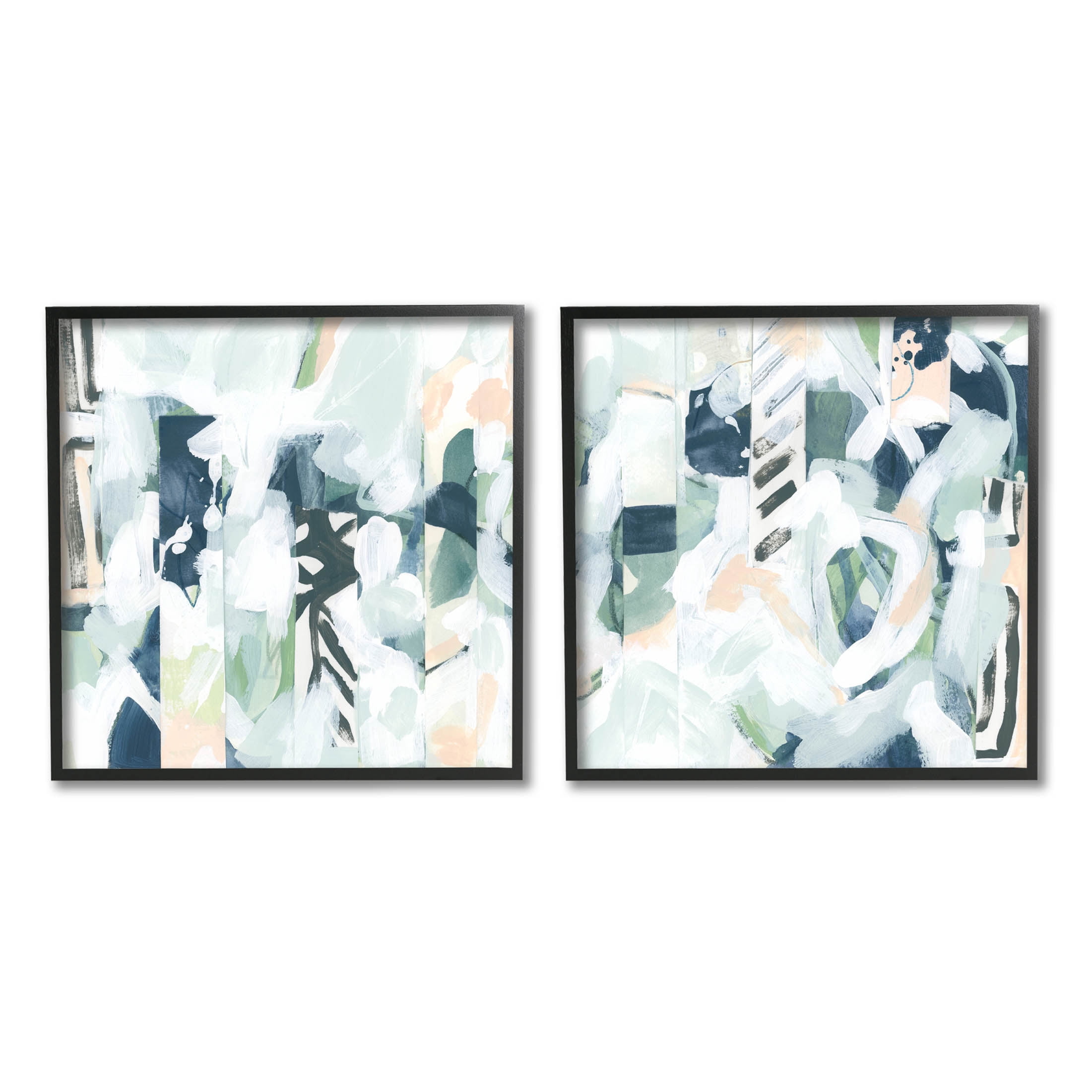 Stupell Industries Modern Mixed Pattern Arrangement Painting Black Framed Art Print Wall Art, Set of 2, Design by June Erica Vess