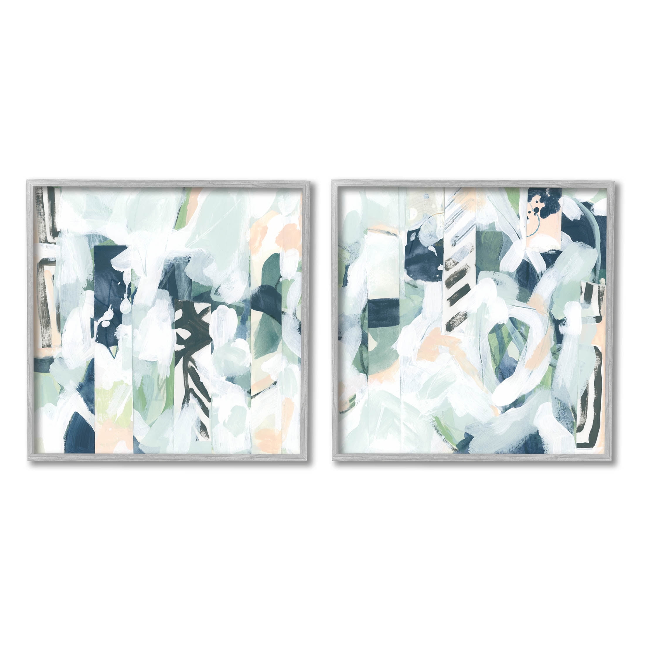 Stupell Industries Modern Mixed Pattern Arrangement Painting Gray Framed Art Print Wall Art, Set of 2, Design by June Erica Vess