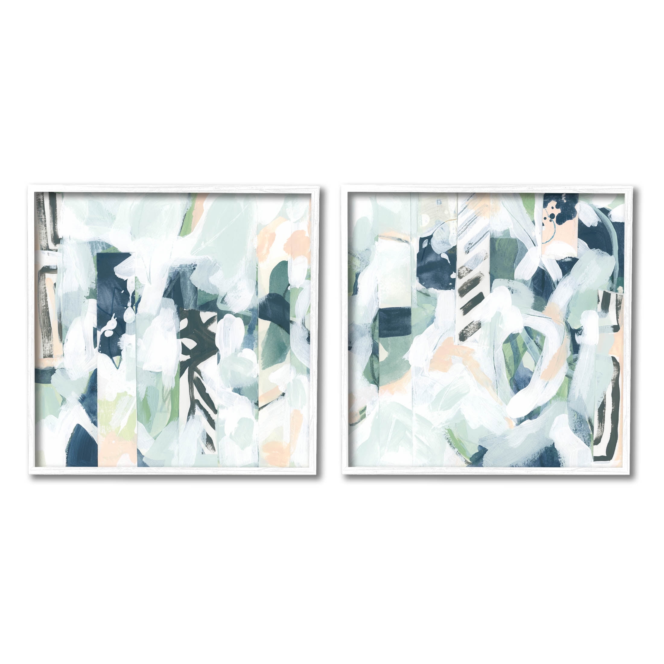 Stupell Industries Modern Mixed Pattern Arrangement Painting White Framed Art Print Wall Art, Set of 2, Design by June Erica Vess