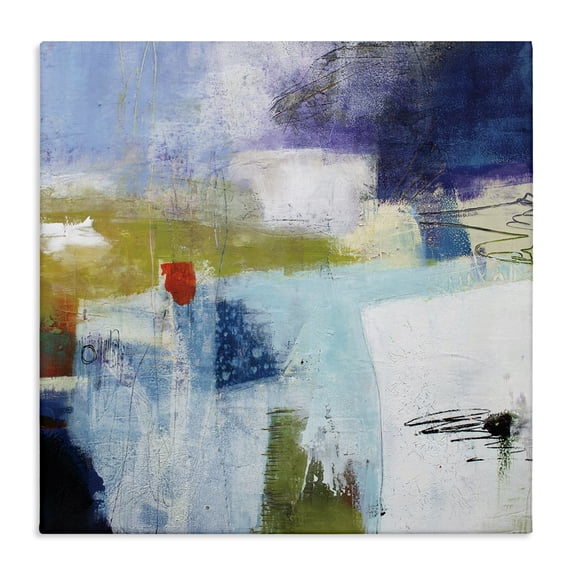 Stupell Industries Modern Modern Abstract Collage Blue Green White Canvas Art, 17 x 17, by Pamela K. Beer