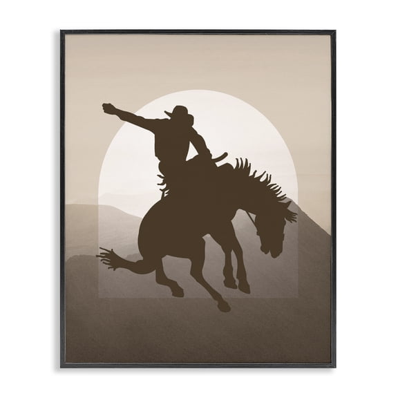 Stupell Industries Modern Modern Cowboy Silhouette Black Framed Giclee Art, 11 x 14, by Karen Smith