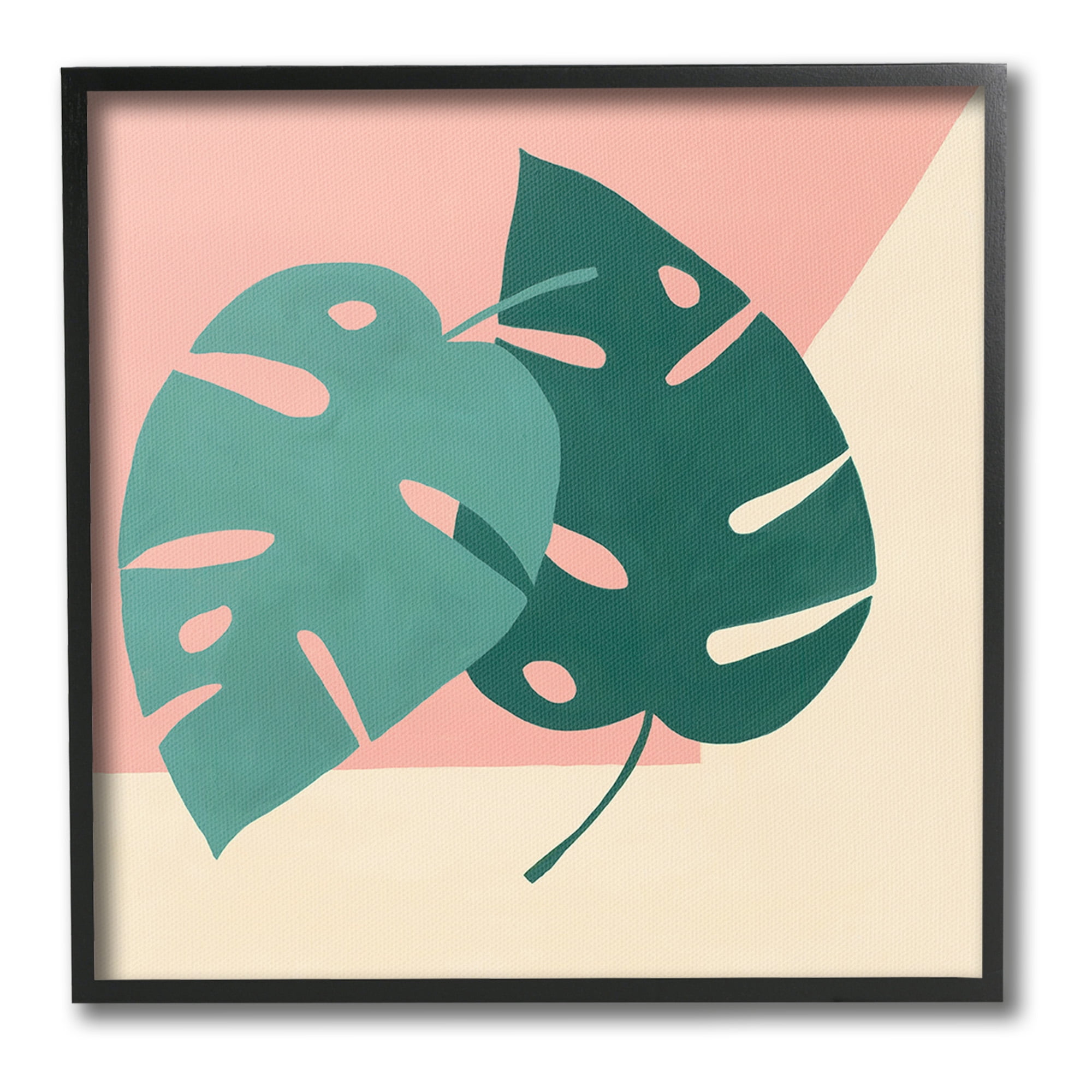 Stupell Industries Modern Monstera Leaf Botanical & Floral Painting Black Framed Art Print Wall Art, 17 x 17