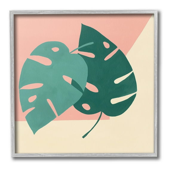 Stupell Industries Modern Monstera Leaf Botanical & Floral Painting Gray Framed Art Print Wall Art, 12 x 12