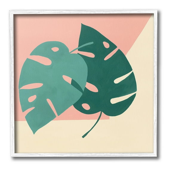 Stupell Industries Modern Monstera Leaf Botanical & Floral Painting White Framed Art Print Wall Art, 12 x 12