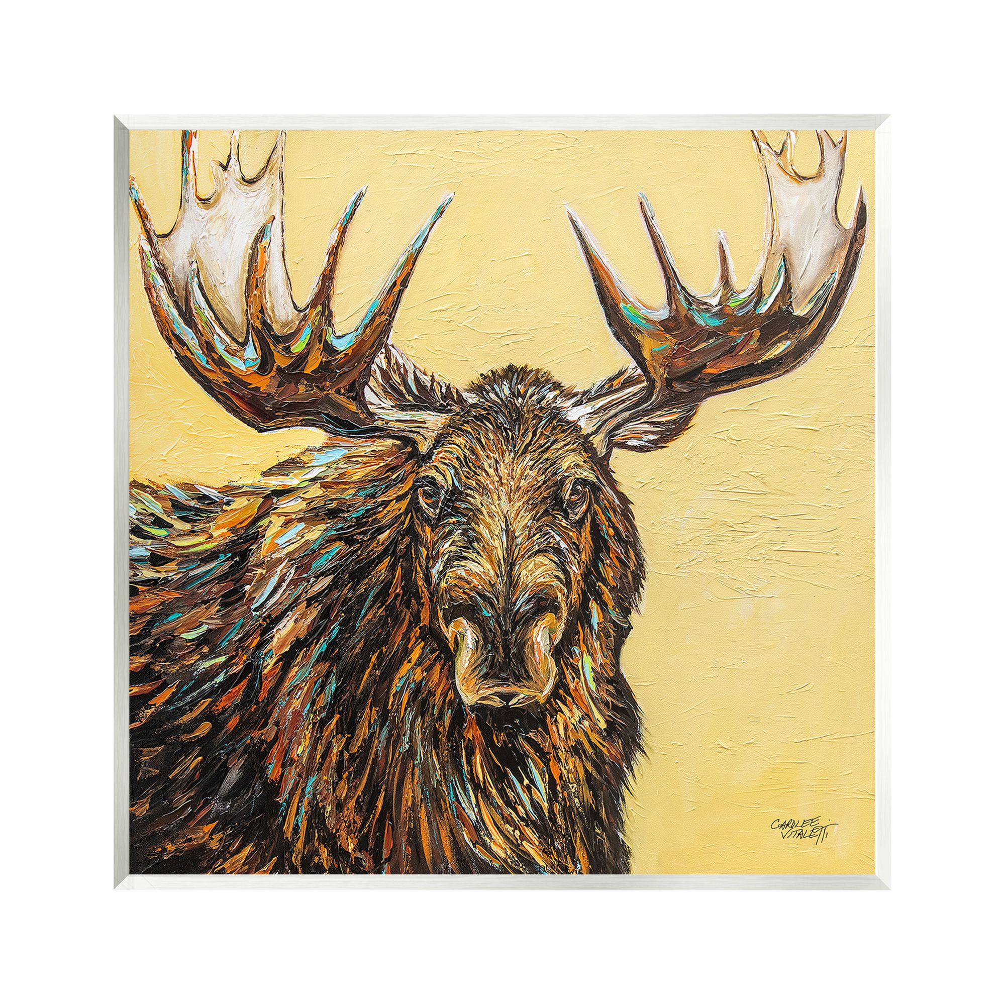Stupell Industries Modern Moose Painting Animals & Insects Painting Unframed Art Print Wall Art, 12 x 12