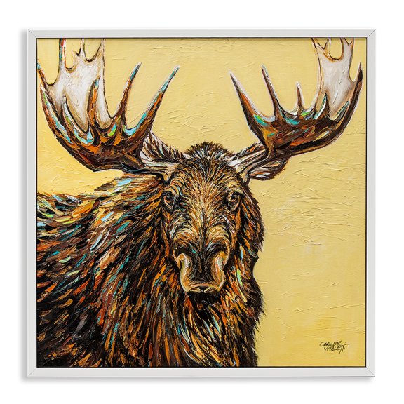 Stupell Industries Modern Modern Moose White Framed Giclee Art, 12 x 12, by Carolee Vitaletti
