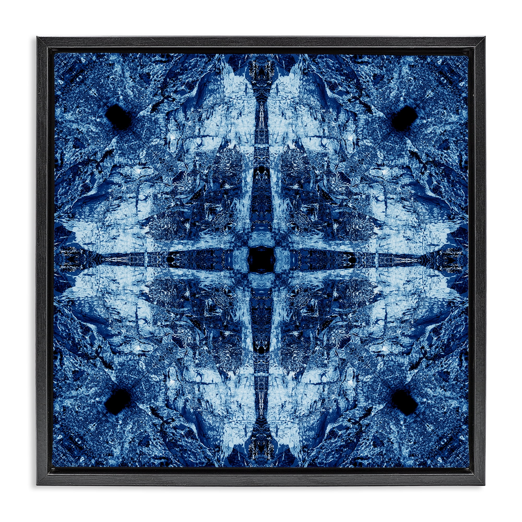 Stupell Industries Modern Mosaic Pattern Abstract Painting Black Floater Framed Canvas Art Print Wall Art, 18 x 18