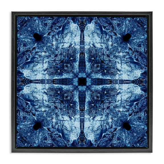 Stupell Industries Modern Mosaic Pattern Abstract Painting Black Floater Framed Canvas Art Print Wall Art, 18 x 18