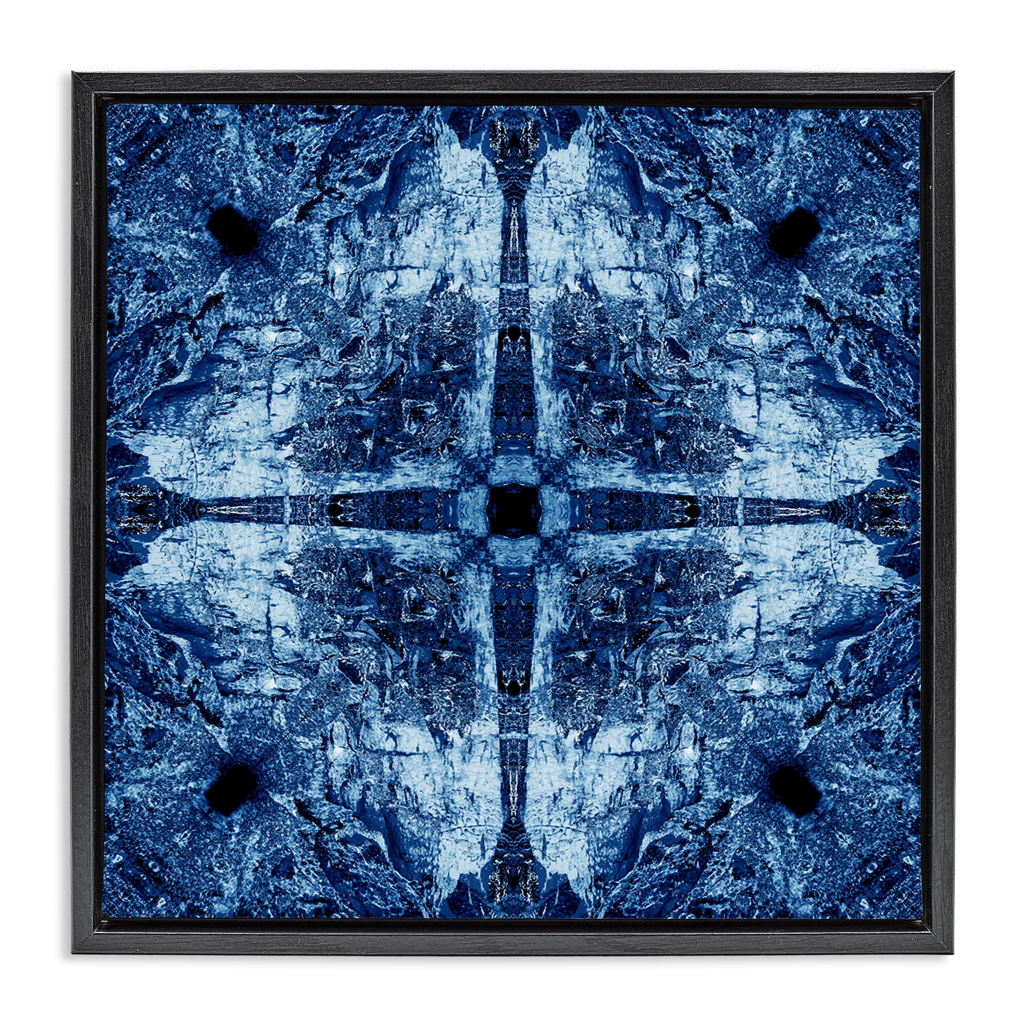 Stupell Industries Modern Mosaic Pattern Abstract Painting Black Floater Framed Canvas Art Print Wall Art, 25 x 25