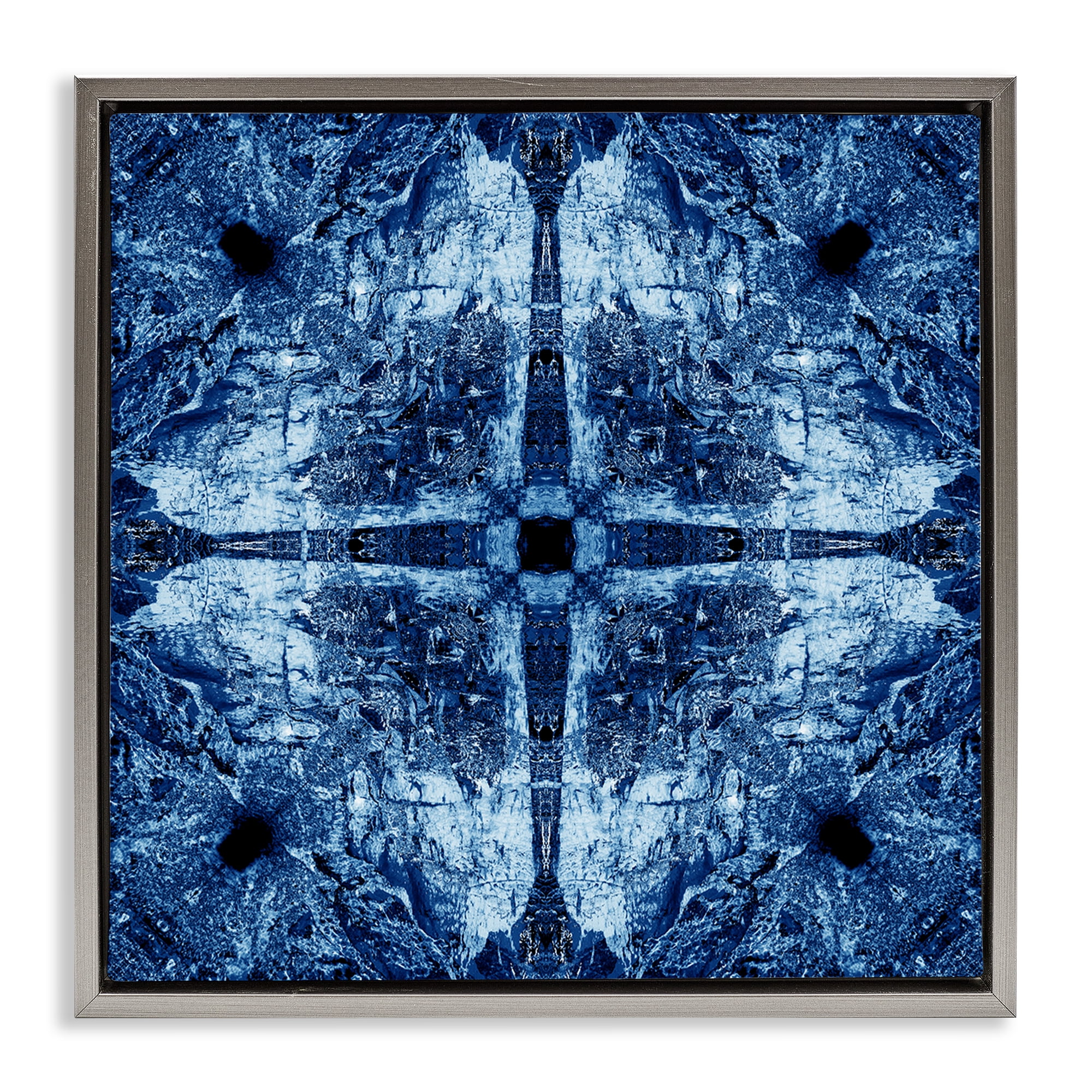Stupell Industries Modern Mosaic Pattern Abstract Painting Gray Floater Framed Canvas Art Print Wall Art, 18 x 18