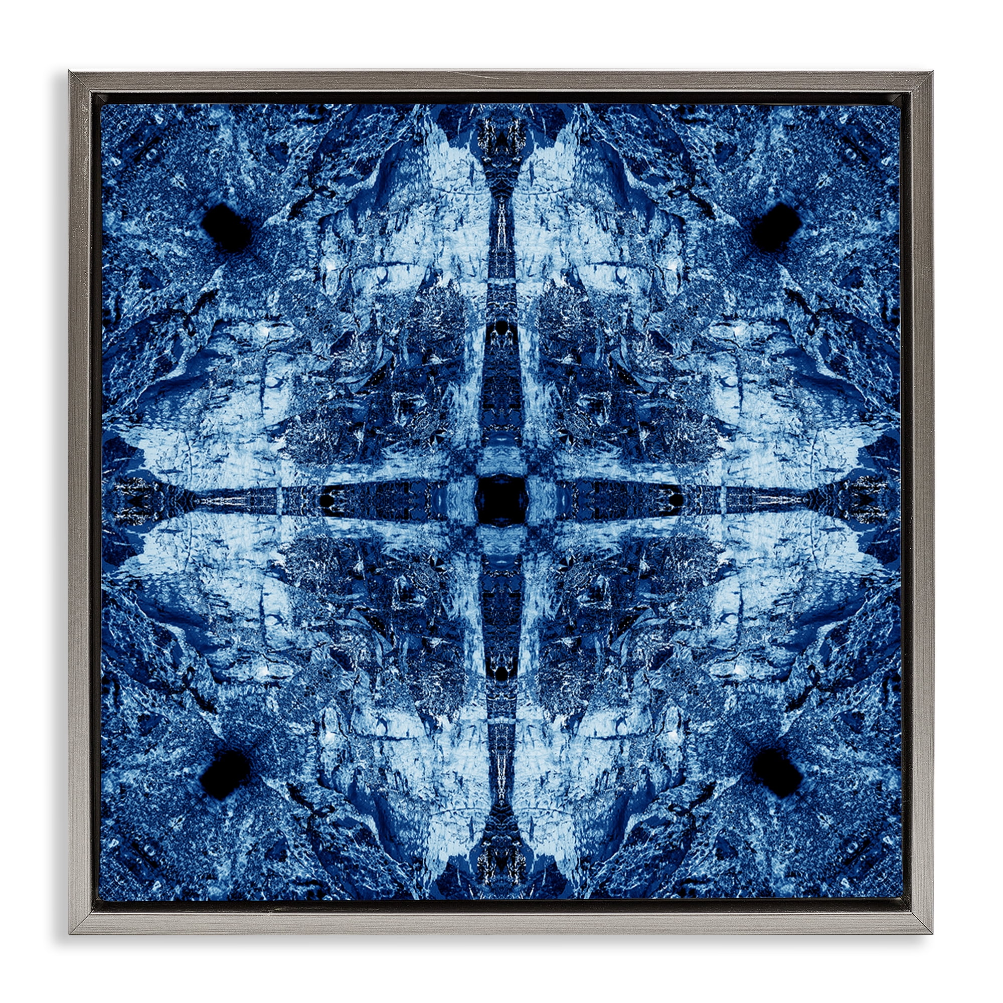 Stupell Industries Modern Mosaic Pattern Abstract Painting Gray Floater Framed Canvas Art Print Wall Art, 25 x 25