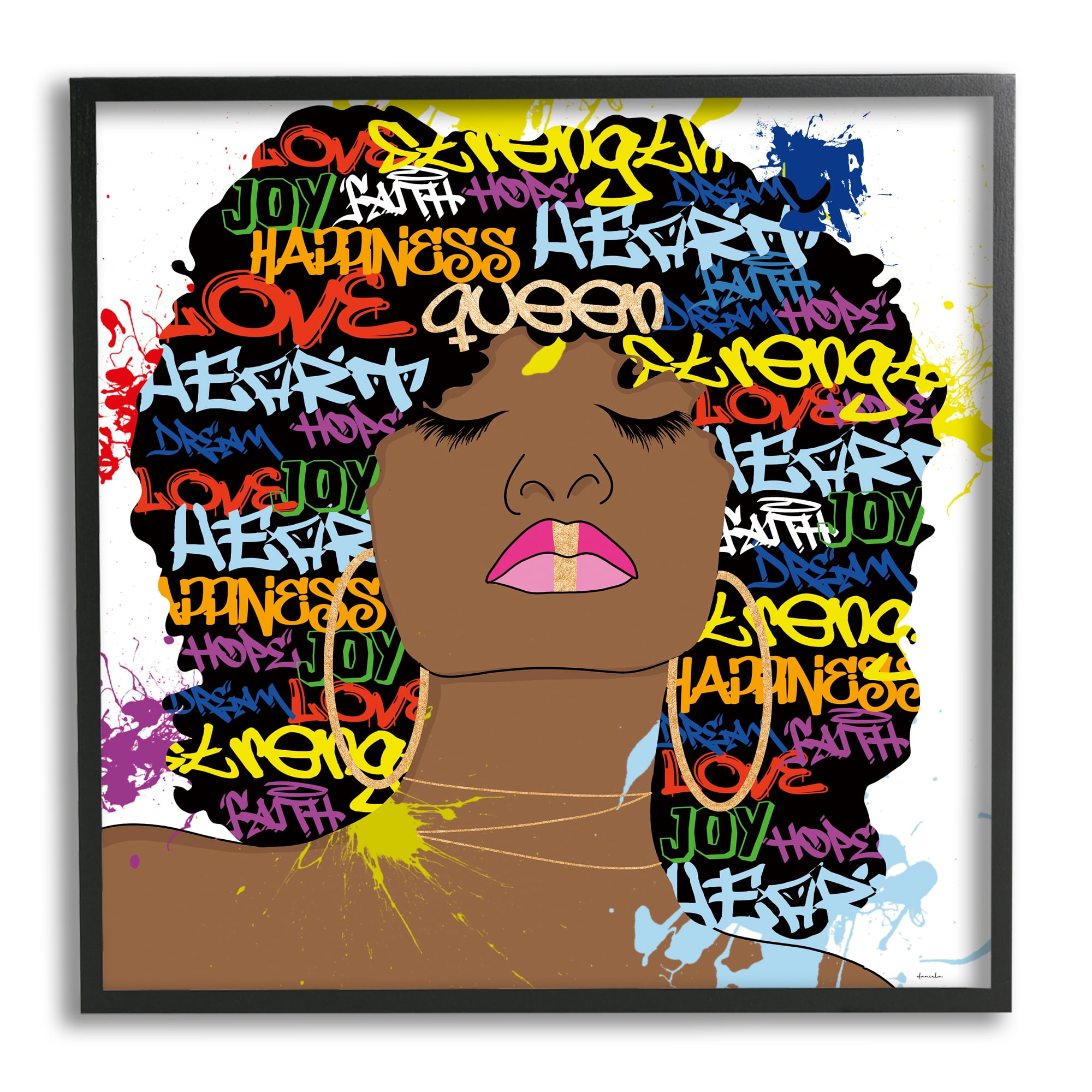 Stupell Industries Modern Motivational Girl Typography Painting Black Framed Art Print Wall Art, 24 x 24