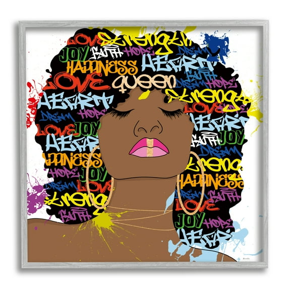 Stupell Industries Modern Motivational Girl Typography Painting Gray Framed Art Print Wall Art, 12 x 12